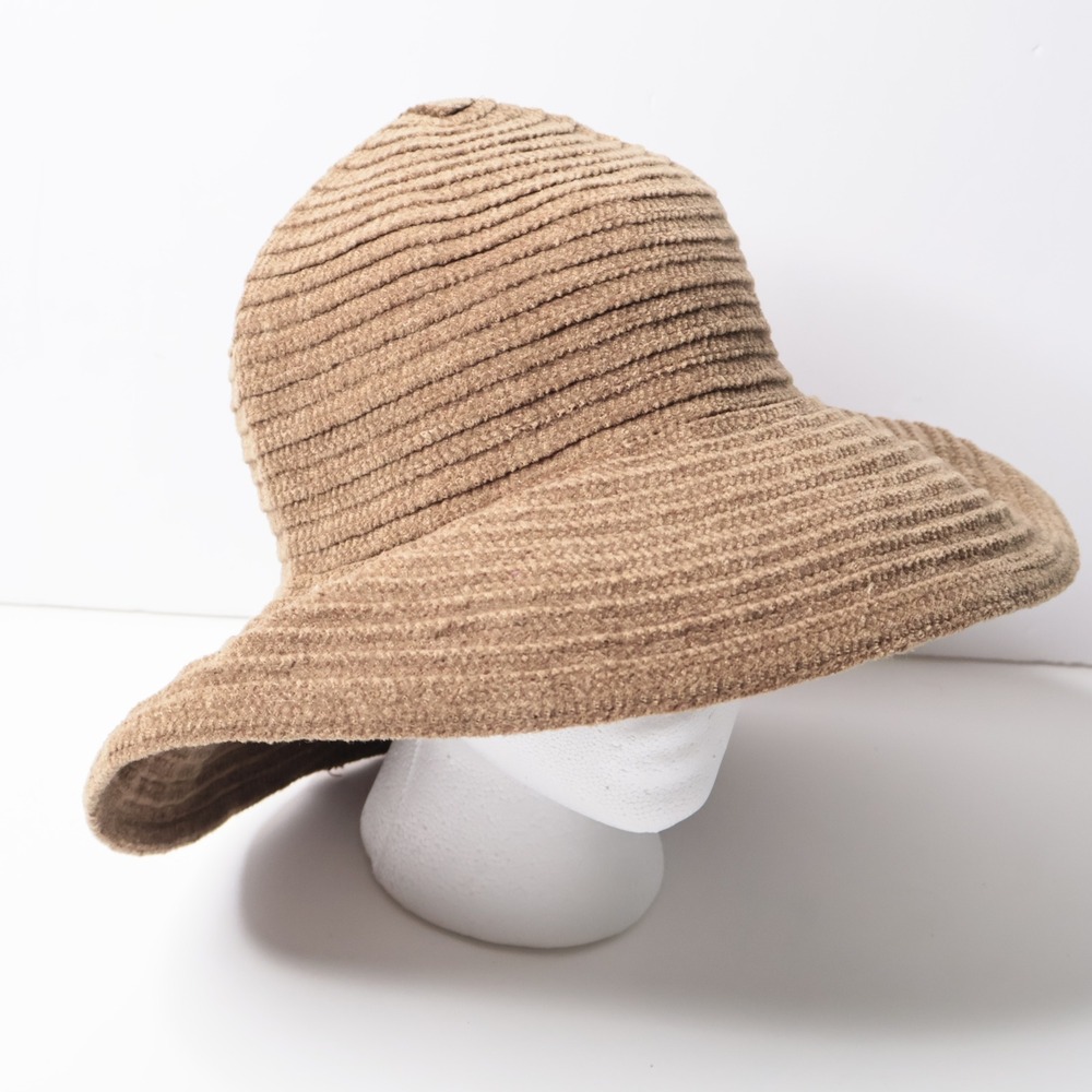 Scala Gal Brown Textured‎ Wide Brim Sun Hat Size 57 Y2K Boho Chic Minimalist